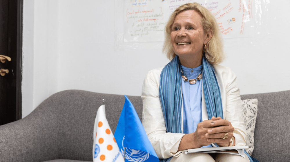 오사 토르켈슨 유엔인구기금(UNFPA) 서울 사무소장이 여성신문과 인터뷰를 진행하고 있다.